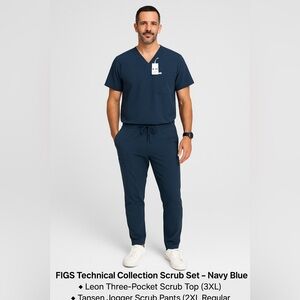 FIGS Scrub Set Navy Blue 3XL Top / 2XL Jogger Pants – New With Tags
